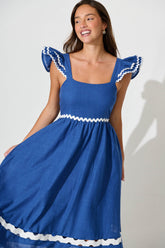 Blue Ric Rac Cotton Midi Dress from Miami